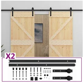 vidaXL Schiebetür links 2 x 210 cm Braun/Schwarz