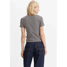 Levi's V-Shirt LEVI'S, Damen, Gr. XL (42), beige (vanilla stripe cavia), Feinripp, Obermaterial: 97% Baumwolle, 3% Elasthan, unifarben, gerade taillenbedeckt, V-Ausschnitt, Shirts, mit Knopfleiste