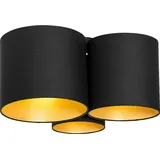 QAZQA Deckenleuchte schwarz mit goldener Innenausstattung 3-flammig - Multidrum