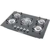 lousriyy 5 Flammig Einbau Gaskochfeld Wok Brenner Erdgas Gaskochfeld 77 * 51cm Kochfelder Gasherd Gas Gaskocher Eingebauter Herd, Glaskeramik Eingebautes Gas Kochfeld für Restaurants Home