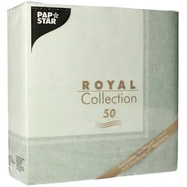 Papstar 50 Servietten "ROYAL Collection" 1/4-Falz 40 cm x 40 cm jadegrün "Linum"