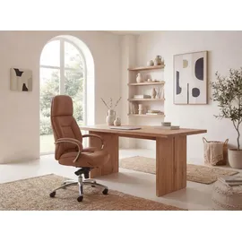 FineBuy Chefsessel Echtleder Beige