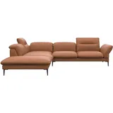 flexlux Ecksofa FLEXLUX "Salino, Funktionssofa mit Ottomane, Relaxsofa, Ecksofa", braun (modern cognac braun), B:287cm H:88cm T:239cm, Sofas, Ecksofa, Sofa mit Arm- und Kopfteil-Verstellungen, Kaltschaum & Stahl-Wellen