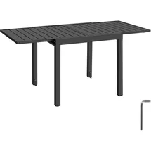 Tectake Gartentisch 80–160 x 80 x 75 cm Dunkelgrau