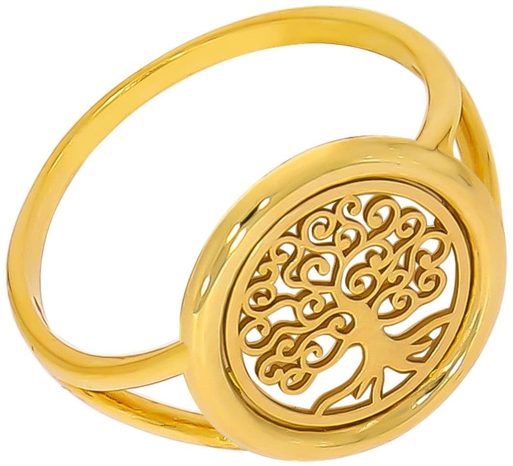 Firetti Fingerring »Schmuck Geschenk Gold 375 Damenring Goldring Lebensbaum« Firetti gelbgoldfarben 62