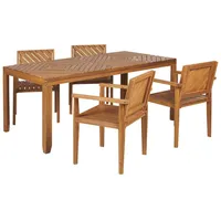 BELIANI Gartenmöbel Set 5-teilig Hellbraun Akazienholz Tisch 180 x 90 cm Rechteckig mit 4 Stühlen Terrasse Garten Outdoor Außenbereich Ausstattung - Hellbraun