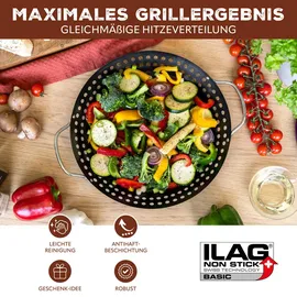 bremermann Grillpfanne,, Schwarz, Metall, 37x4.5x30.5 cm, Kochen, Pfannen, Grillpfannen