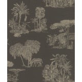 Rasch Textil Rasch Tapete 555035 Schwarze Vliestapete mit Safari-Motiven in Gold aus der Kollektion Lirico - 10,05m x 0,53m
