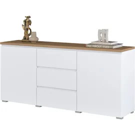INOSIGN Sideboard INOSIGN "Modo, Breite 150 cm, moderne grifflose Kommode 2Türen/3 SK", weiß (weiß, eiche mauvella, weiß), B:150cm H:68cm T:34,5cm, FSC-zertifizierter Holzwerkstoff, Melamin, Sideboards, Sideboard, Schubladenkommode mit viel Stauraum, Einlegeböden