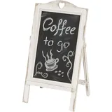 Mendler Werbetafel HWC-E51, Aufsteller Kreidetafel, 66x37x27cm Shabby-Look Vintage ~ weiß