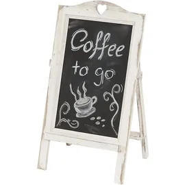 Mendler Werbetafel HWC-E51, Aufsteller Kreidetafel, 66x37x27cm Shabby-Look Vintage ~ weiß