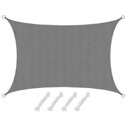 UV Sonnensegel 3x2 HDPE Rechteckig Sonnenschutz Überdachung Garten Balkon Grau