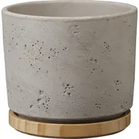Söndgen Keramik Soendgen Keramik Blumentopf, Paros Deluxe, hellgrau/Holz, 14 x 14 x 13 cm, 1551/0014/2120