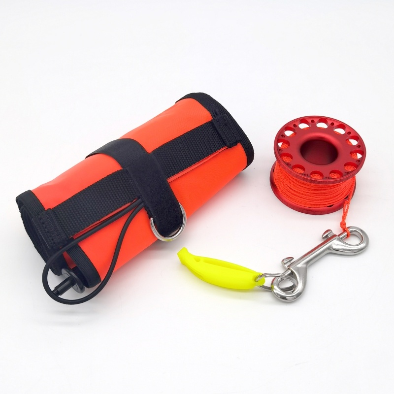 Atlantis Safety Set, 180cm Boje 30m Spool und Pfeife - Farbe: Rot