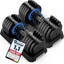 DH FitLife FitLife Verstellbare Hanteln 4 bis 25 kg mit 10 Gewichtsstufen schwarz