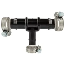tecuro Schlauchverbinder T-stück Ø 22 x Ø 14 x Ø 22 mm, mit Edelstahlschlauchschellen - Nylon schwarz