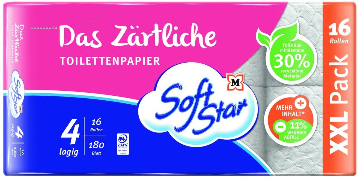 Soft Star Toilettenpapier Softs.Toi-Pa Das Zärtliche 16R 4-lagig