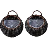 Yeehliny Blumentöpfe aus Rattan, Handgemachte Rattan geflochten Blumentopf zum Aufhängen, Pflanzenkörbe, Korb Geflochten, für Garten, Hochzeit, Hausdekoration, Türdekoration (2er Set-18x23cm/D)