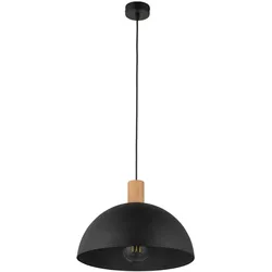 Licht-Erlebnisse Pendelleuchte HIMO Schwarz Holz hell 1x E27 max. 15 W | LE60776