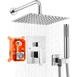 VEVOR Duscharmatur Set mit 254mm Quadratischen Regenduschkopf Silberchrom