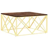 vidaXL Couchtisch Golden Edelstahl und Altholz Massiv