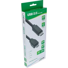 InLine USB 2.0 Kabel, USB Typ-C Stecker an Micro-B Stecker, schwarz, 0,5m