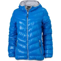 James & Nicholson Leichte Damen Daunen Kapuzenjacke Stepp-Jacke JN1059 blue/silver (solid) XL