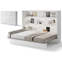yourhouse24 Schrankbett Bed Concept BC-04 140x200 Wandklappbett Horizontal Lenart Gästebett weiß
