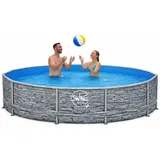 HAF - Swing Frame Pool rund Stein-Optik (Ø 305 cm, 76 cm tief) - Gartenpool mit 4.500 Liter - Robust, UV-geschützt & korrosionsbeständig - Grau