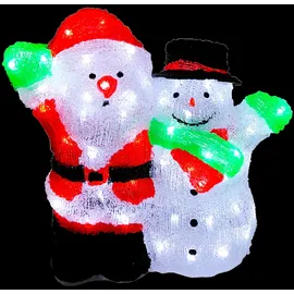 INDA-EXCLUSIV Acryl Weihnachtsmann + Schneemann 90 LEDs kaltweiß spritzwassergeschützt IP44