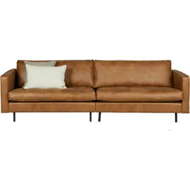 Woood Sofa Rodeo Classic 3 Sitzer Lederoptik, modern klassisch, cognacbraun, komfortabel gepolstert