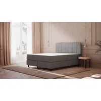 Emma Original Boxspringbett Komfort 200x200 cm - dunkelgrau - Füße Schwarz - Kopfteil gesteppt