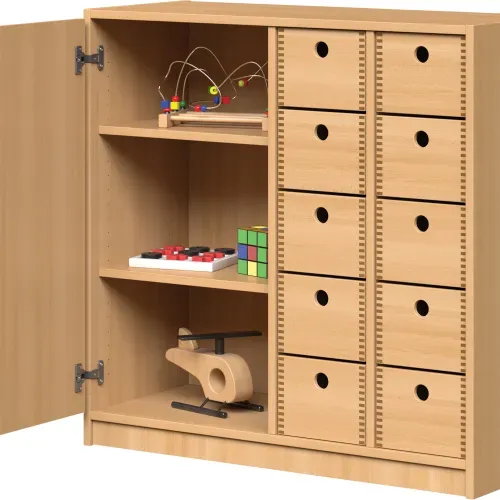Werkraumregal, 10 Holzkästen