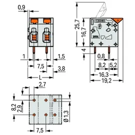 WAGO 2604-1303 Printklemme 4mm2 Polzahl 3