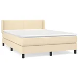 vidaXL Boxspringbett mit Matratze Creme 140x200 cm Stoff