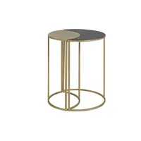 Miliboo Beistelltisch aus schwarzem und goldfarben lackiertem Metall TOSCANE