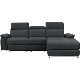 Home Affaire Ecksofa HOME AFFAIRE "Pareli, L-Form, 259cm,m. Recamiere, Echtleder, Kunstleder, Webstoff", grau, B:259cm H:98cm T:163cm, Sofas, Ecksofa, man. o. elektr. Relaxfunktion, USB/Kopfteilverstellg u. LED