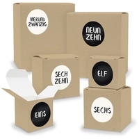 Adventskalender zum Füllen 24x Quader Würfel gemischt BRAUN + Sticker (V02 Z23) - Beige