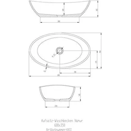 Hoesch Namur Aufsatzwaschtisch 60 x 35 cm 4411.010