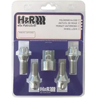 H&R Felgenschloss-Set M12x1,50x28mm Kegelbund - 4 Felgenschloss-Schrauben inkl. Adapter