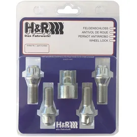 H&R Felgenschloss-Set M12x1,50x28mm Kegelbund - 4 Felgenschloss-Schrauben inkl. Adapter