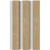 Momento Muster Akustikpaneele Holz Filz Weiß - Made in Germany - Eiche Natur - Wandverkleidung Innen Wandpaneele Holzoptik - 3D Lamellenwand Paneele - Akustik Holzpaneele Wand Holzverkleidung Panel