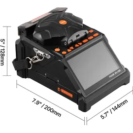 Vevor Glasfaser Spleißgerät, 6 Motoren, Kern- & Mantelausrichtung, mit 6 s schnellem Spleißen & 13 s Aufheizzeit, 5-Zoll-LCD-Bildschirm, 3-in-1-Faserhalter, 7800 mAh Akku für SM MM DS NZDS-Fasern
