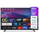 TuTu TUV32HQ1B 32 Zoll Smart TV, LED HD Fernseher 80 cm mit WLAN, App Store, Triple Tuner (DVB-T/T2, DVB-C, DVB-S/S2), HDMI, USB