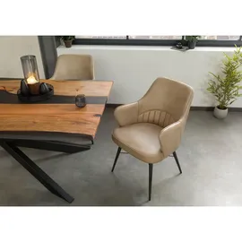 MASSIVMOEBEL24.DE Polsterstuhl Leder beige