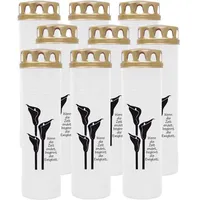 HS Candle Grabkerze mit Motiv 100h Brenndauer (9-tlg), Ø7xH25 cm, Grabkerze mit Motiv im 1er, 3er, 6er, 9er Pack weiß