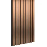Leiste24 Akustikpaneel - Lamellenverkleidung - Wandverkleidung - 2600 x 400 mm - Akustikfilz Schwarz - Lamellendekor Kupfer