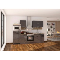 Held Küchenzeile Mailand E-Geräte 270 cm grau glanz