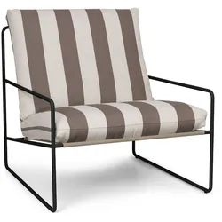 Ferm Living - Desert Stripe Outdoor Sessel, schwarz / chocolate