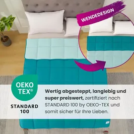 Wometo Steppbett 155x220 Oeko-TEX Wende-Design türkis – hellblau